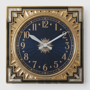 Art Deco Quadratische Wanduhr