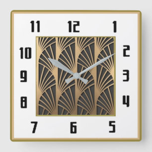 Art Deco Quadratische Wanduhr