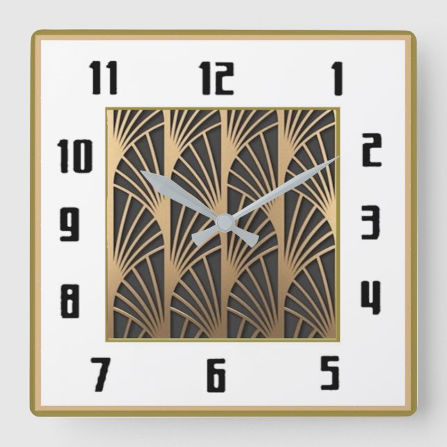 Art Deco Quadratische Wanduhr (Vorderseite)