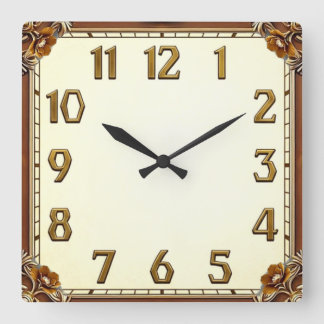 Art Deco Quadratische Wanduhr