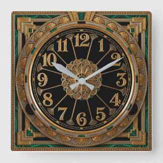 Art Deco Quadratische Wanduhr
