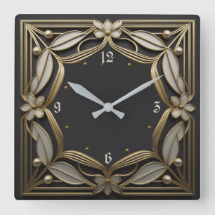Art Deco Quadratische Wanduhr