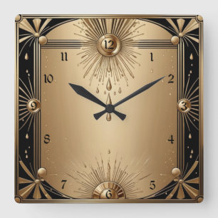 Art Deco Quadratische Wanduhr