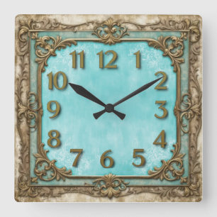 Art Deco Quadratische Wanduhr