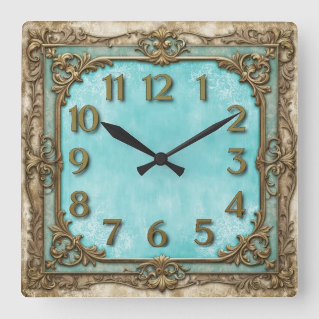 Art Deco Quadratische Wanduhr (Vorderseite)