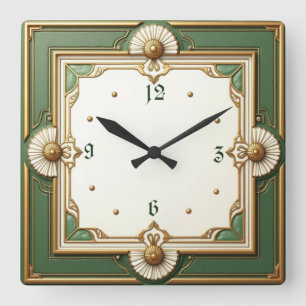 Art Deco Quadratische Wanduhr