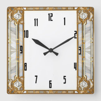 Art Deco Quadratische Wanduhr