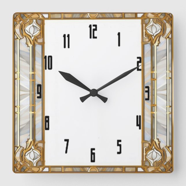 Art Deco Quadratische Wanduhr (Vorderseite)