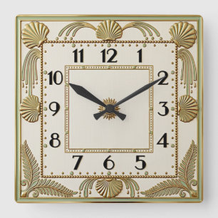 Art Deco Quadratische Wanduhr