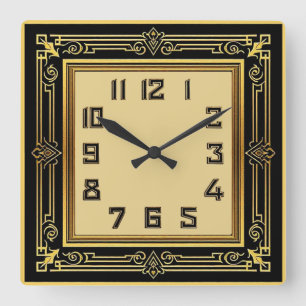 Art Deco Quadratische Wanduhr