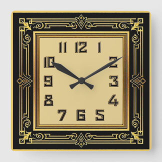 Art Deco Quadratische Wanduhr