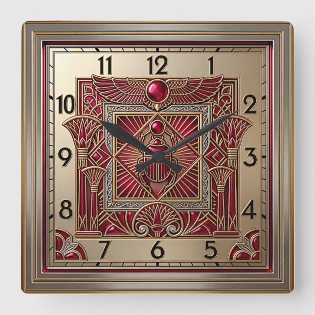 Art Deco Quadratische Wanduhr (Vorderseite)