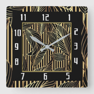 Art Deco Quadratische Wanduhr
