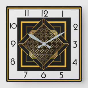 Art Deco Quadratische Wanduhr