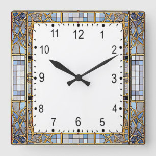 Art Deco Quadratische Wanduhr