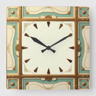 Art Deco Quadratische Wanduhr