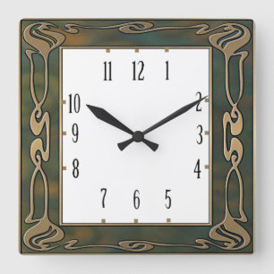 Art Deco Quadratische Wanduhr