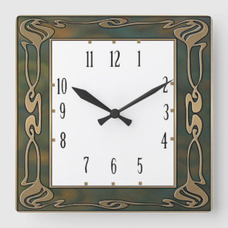 Art Deco Quadratische Wanduhr