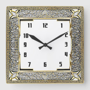 Art Deco Quadratische Wanduhr