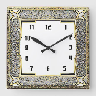 Art Deco Quadratische Wanduhr