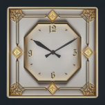 Art Deco Quadratische Wanduhr<br><div class="desc">Great clock design. You will love it like others. Be free to use this design for other product you like or to customize and add your text. Follow me for more. Thank you. Have a nice day.</div>