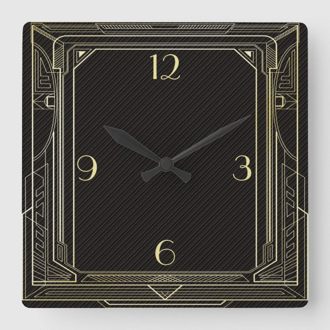 Art Deco Quadratische Wanduhr (Vorderseite)