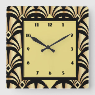 Art Deco Quadratische Wanduhr