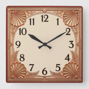 Art Deco Quadratische Wanduhr