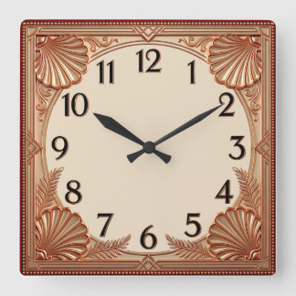 Art Deco Quadratische Wanduhr