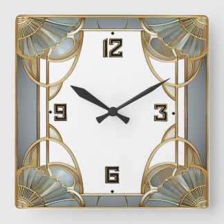 Art Deco Quadratische Wanduhr