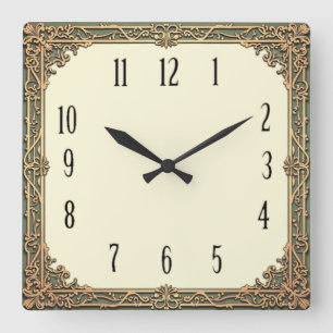 Art Deco  Quadratische Wanduhr