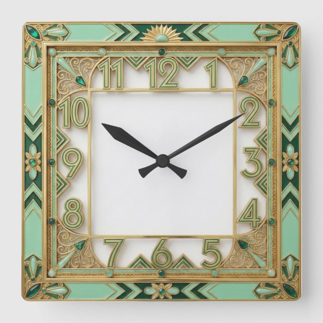 Art Deco Quadratische Wanduhr (Vorderseite)