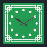 Art Deco Quadratische Wanduhr<br><div class="desc">Art Deco style clock. Background colour can be changed.</div>
