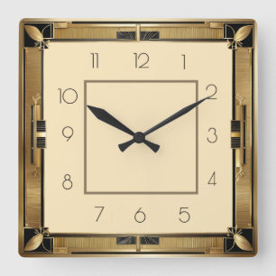 Art Deco Quadratische Wanduhr