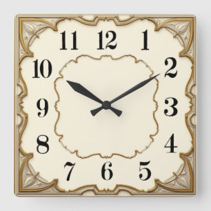 Art Deco Quadratische Wanduhr