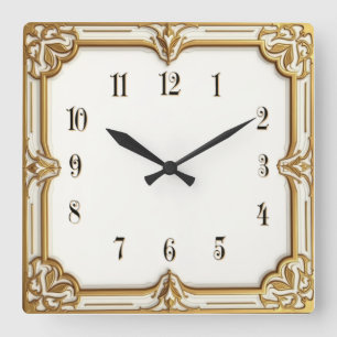 Art Deco Quadratische Wanduhr