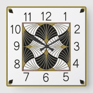 Art Deco Quadratische Wanduhr