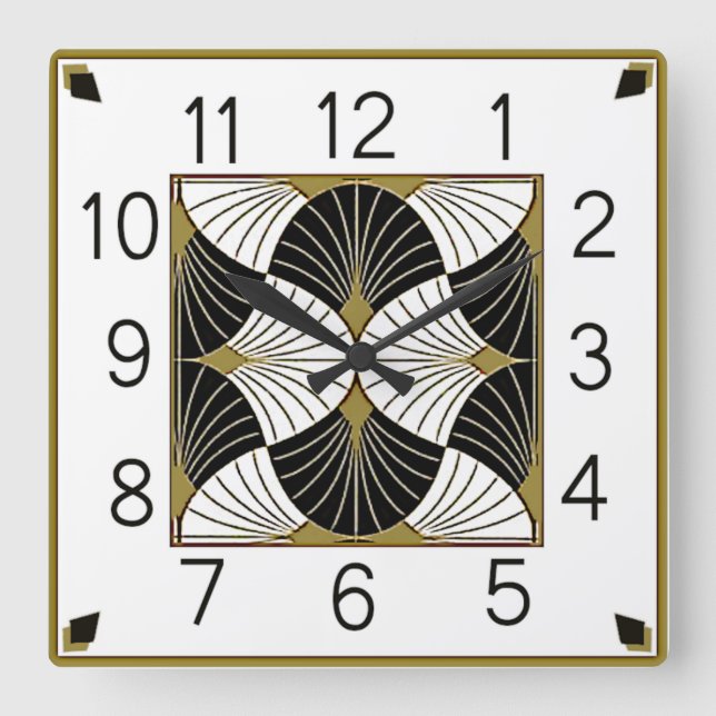 Art Deco Quadratische Wanduhr (Vorderseite)