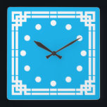 Art Deco Quadratische Wanduhr<br><div class="desc">Uhr im Art-Déco-Stil. Die Hintergrundfarbe kann geändert werden.</div>