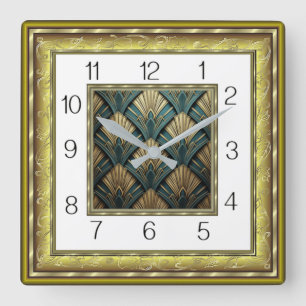 Art Deco Quadratische Wanduhr