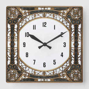 Art Deco Quadratische Wanduhr