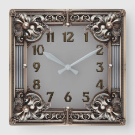 Art Deco Quadratische Wanduhr