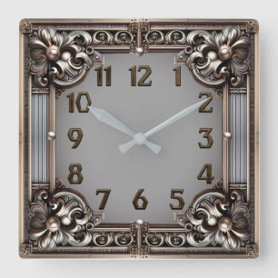 Art Deco Quadratische Wanduhr