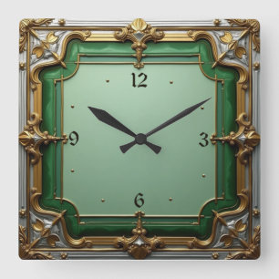Art Deco Quadratische Wanduhr