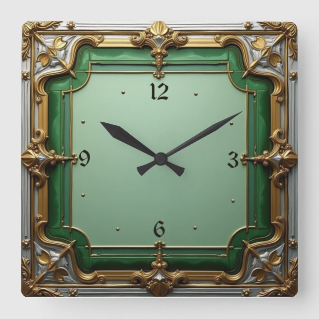 Art Deco Quadratische Wanduhr (Vorderseite)