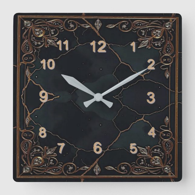 Art Deco Quadratische Wanduhr (Vorderseite)