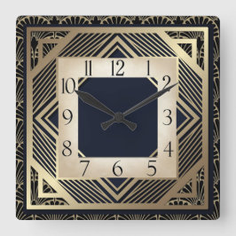 Art Deco Quadratische Wanduhr