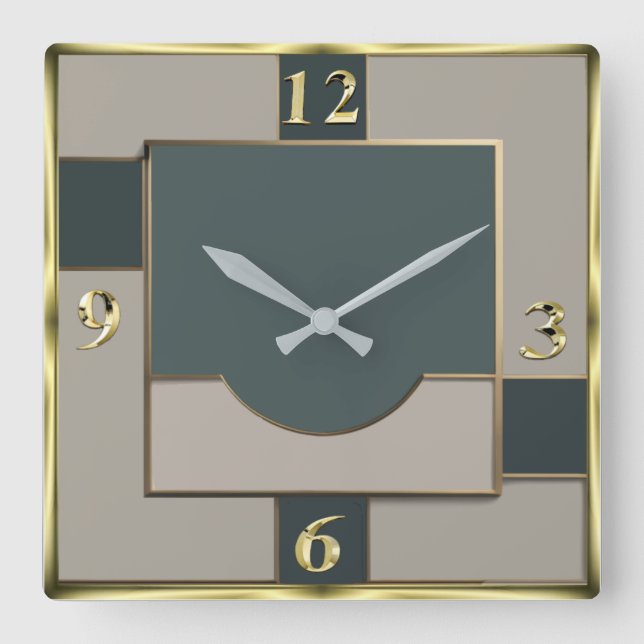 Art Deco Quadratische Wanduhr (Vorderseite)