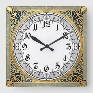 Art Deco Quadratische Wanduhr