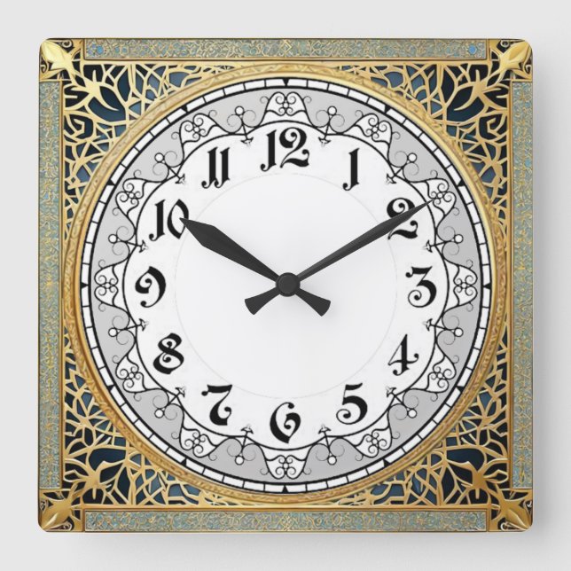 Art Deco Quadratische Wanduhr (Vorderseite)